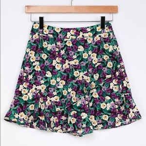 Lulus Make it Happen Purple Multi Floral Print Ruffled Skort